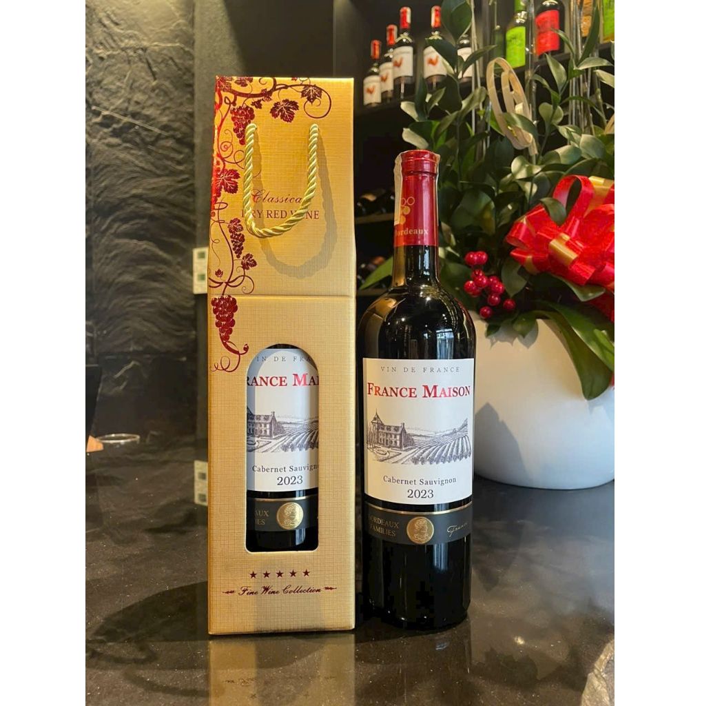Set quà tặng 1 chai vang đỏPháp France Maison - TG đơn