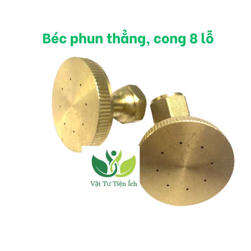 Béc phun tưới cây 8 lỗ đuôi cong, thẳng ren 14mm có thể điều chỉnh bằng cách xoay đầu béc.