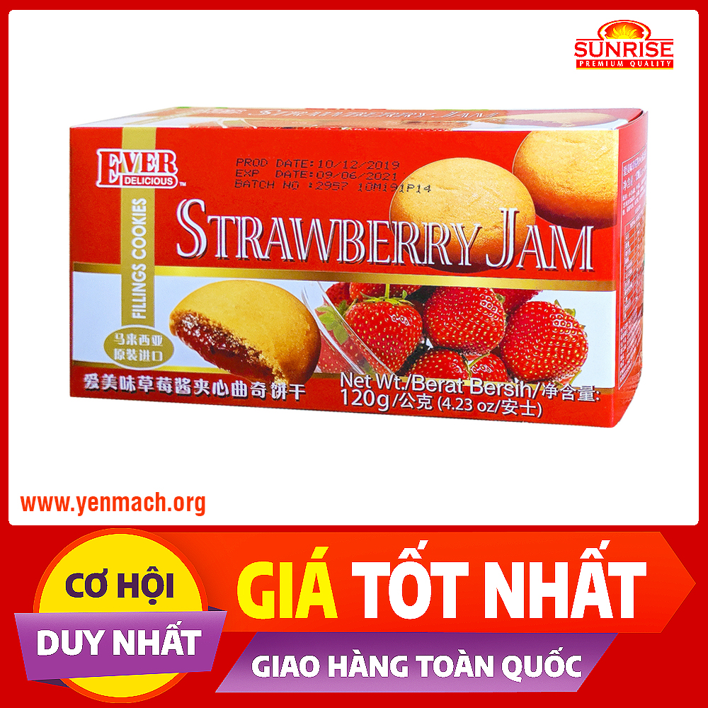Bánh quy nhân mứt dâu Ever 120g - Nhập khẩu chính ngạch từ Malaysia.
