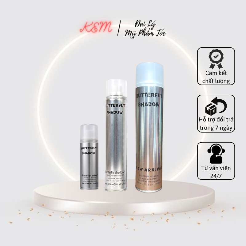 Gôm bạc xịt tóc butterfly shadow hàng chuẩn loại 1 kem