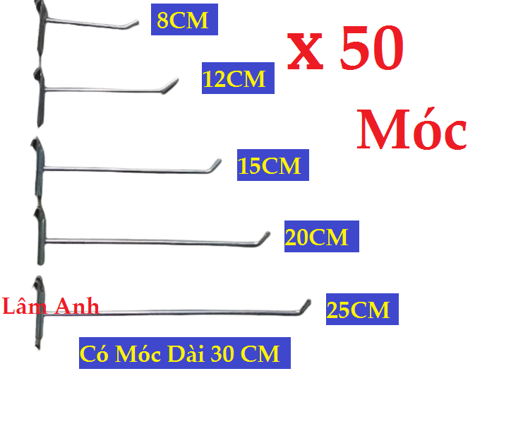 Combo 50 Móc Thép Treo Kệ Lưới Siêu Thị