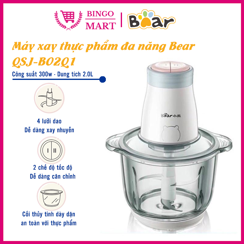 Máy xay thịt, xay thực phẩm đa năng cao cấp bear qsj-b02q1- bh 1 năm - bingo mart