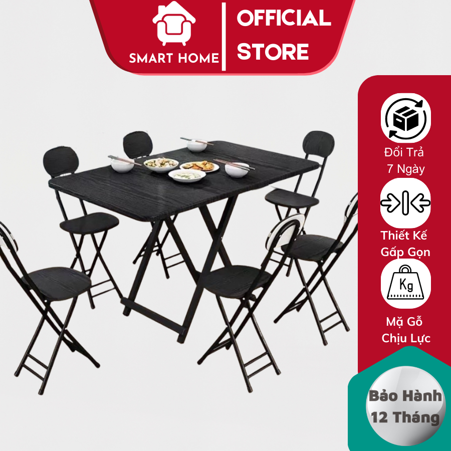 Bộ Bàn ghế gấp thông minh Smart Home chất liệu gỗ thiết kế thông minh đa năng mặt gỗ chống nước