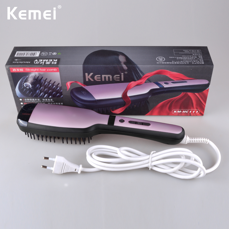 Lược điện có điều chỉnh nhiệt cao cấp tích hợp phun hơi nước nano chăm sóc tóc kemei km-hc111
