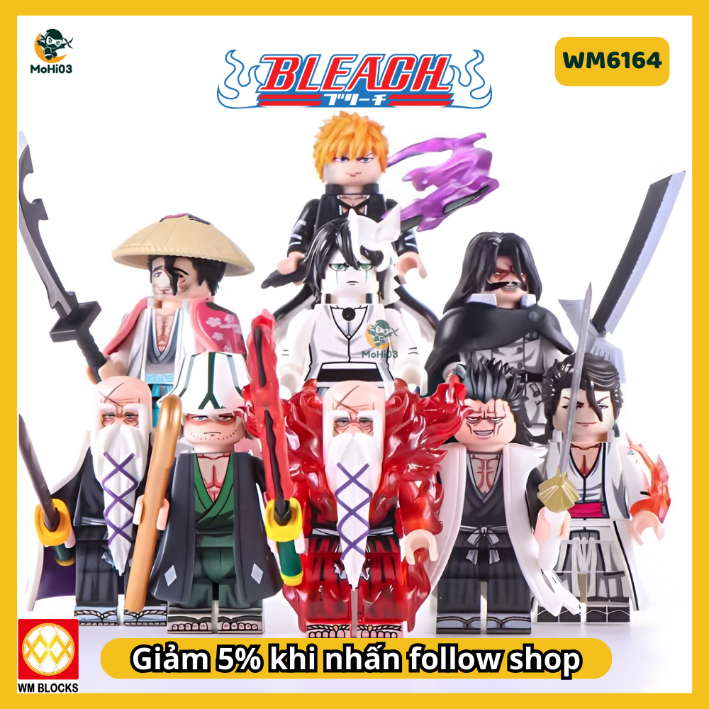 Mô hình anime Bleach WN6164 mô hình lắp ráp minifigure Bleach Ichigo Kenpachi Yhwach Yamamoto Aizen - MoHi03