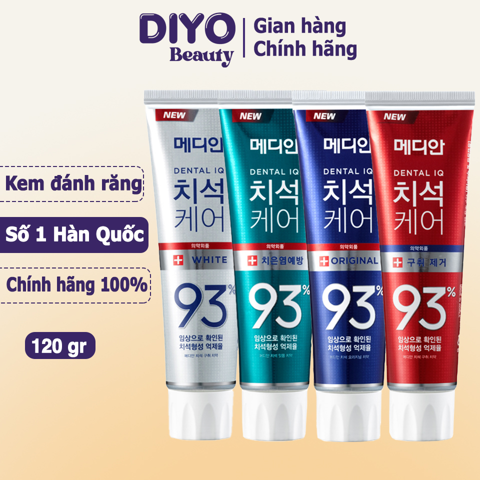 Kem đánh răng Median 93% Dental IQ làm sạch, làm trắng, ngừa sâu răng 120g Hàn Quốc