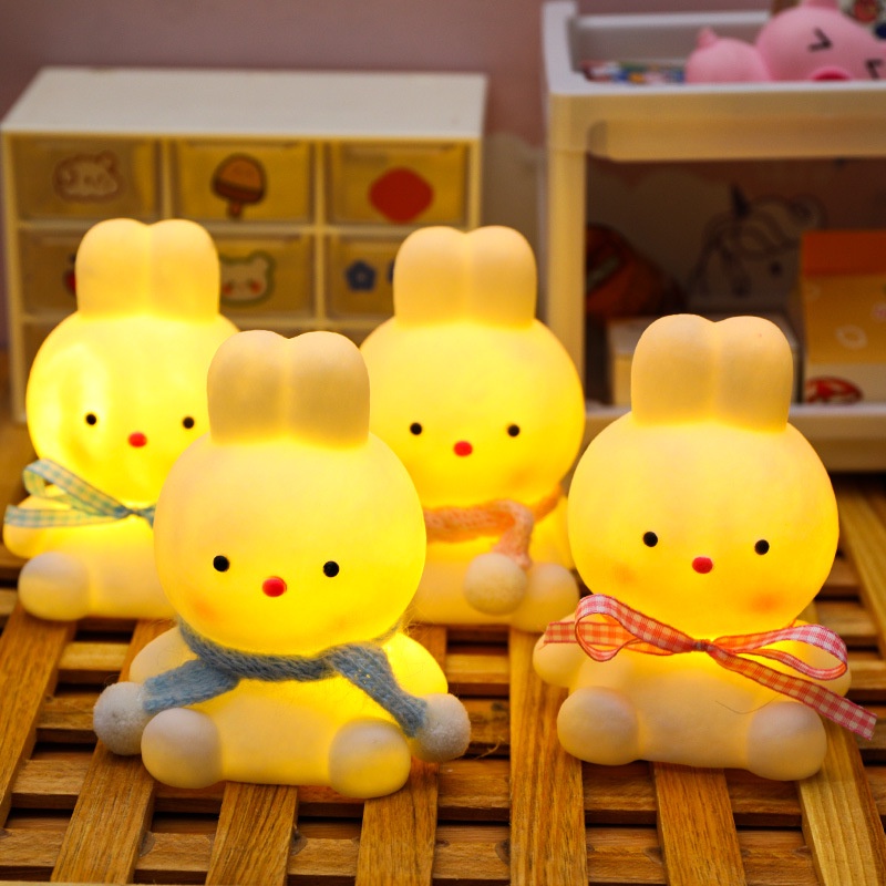 Đèn Ngủ Mini Không Dây Hình Con Thỏ Đeo Nơ Siêu Dễ Thương