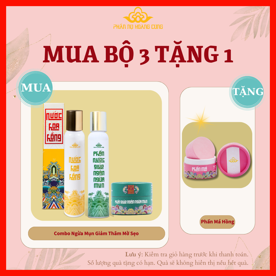 Bộ Sản Phẩm Combo Ngừa Mụn Giảm Thâm Mờ Sẹo Trang Điểm Chăm Sóc Da Phấn Nụ Hoàng Cung