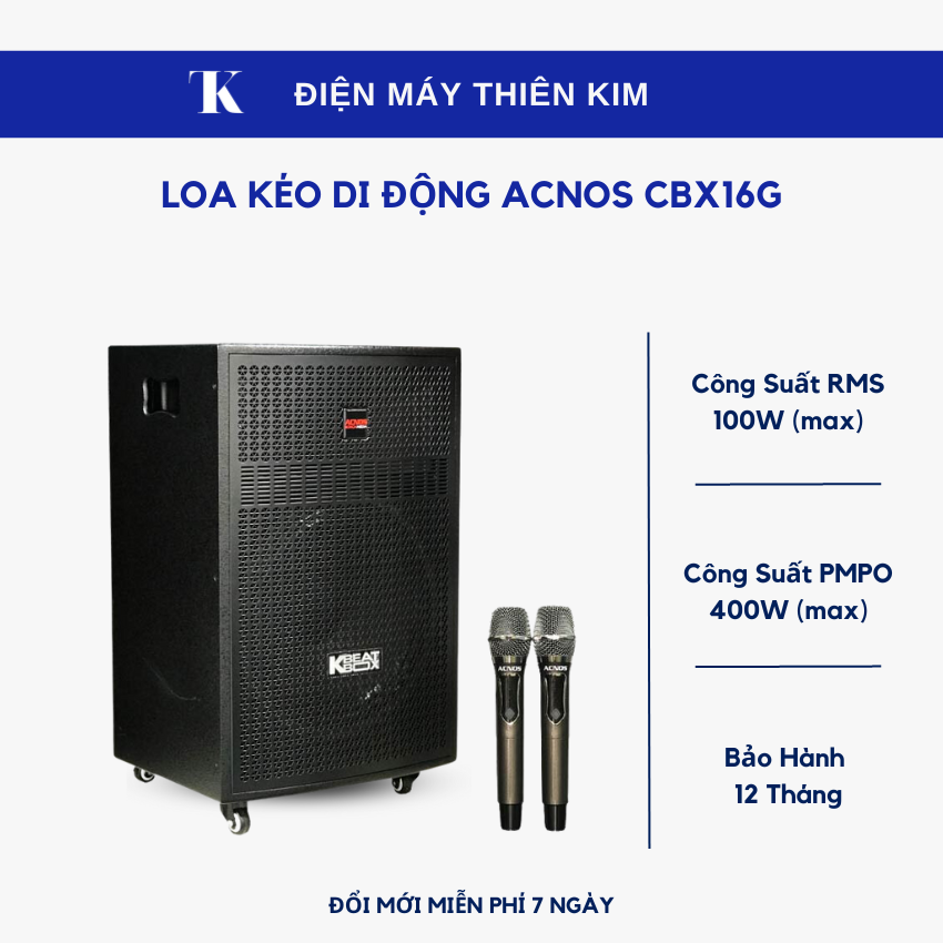 Loa kéo di động Acnos CBX16G Tăng Kèm Micro - Bảo Hành 12 Tháng Toàn Quốc