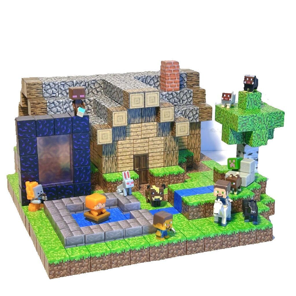 [Tặng nhân vật] Combo 100 Khối Block Minecraft Nam Châm Từ Tính - Đồ Chơi Mô Hình Lắp Ráp Kiến Trúc Game Mincecraft