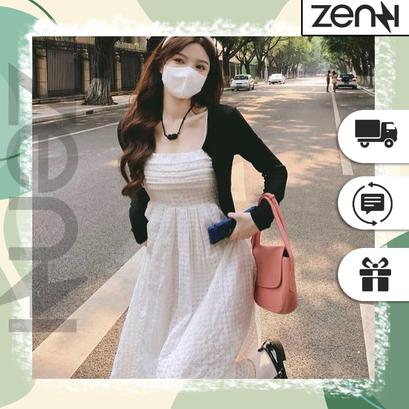 Set váy ren xốp mix khoác len cardigan đen nổi bật. Váy tiểu thư xinh xắn may 2 lớp Mixed89