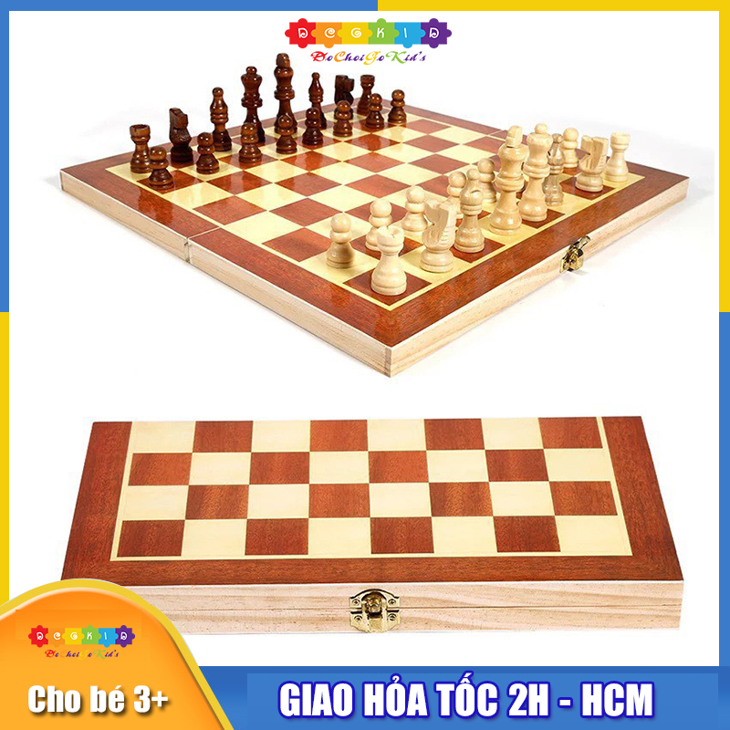 Bộ cờ vua gỗ có hộp đựng kiêm bàn cờ, trò chơi rèn luyện trí tuệ , Đồ chơi bằng gỗ tự nhiên an toàn cho bé, Bàn cờ vưa nhựa loại lớn, loại vừa, đồ chơi trẻ em, cờ vua gỗ, Đồ chơi gỗ G-kids