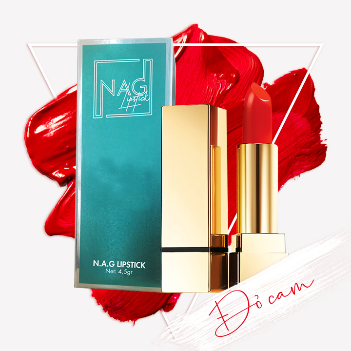 Son lì NAG Lipstick son môi đẹp chính hãng màu đỏ cam lâu trôi màu son thỏi trẻ trung cho đôi môi luôn tươi tắn