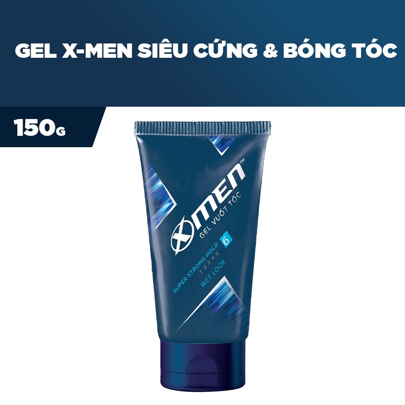 Gel vuốt tóc X-men Siêu cứng & bóng tóc 150g - Super Strong Hold Wet Look | GEL X-MEN STRONG HOLD