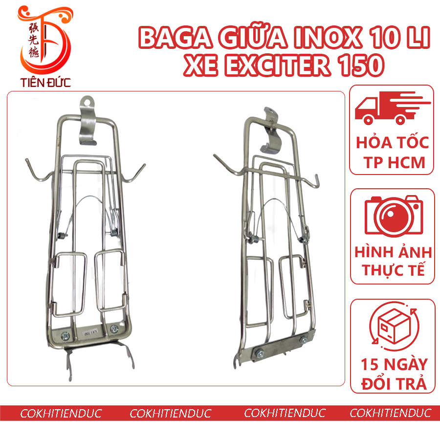 Baga giữa 10 li exciter 150 inox 7 màu titan ba ga lượn ex150 ex 150