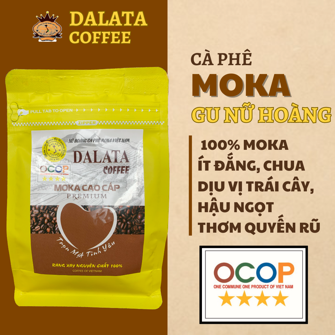 Cà phê nguyên chất đà lạt - cầu đất. moka cao cấp - dalata coffee. nhẹ nhàng, đậm đà, thanh chua - hương thơm đặc biệt.