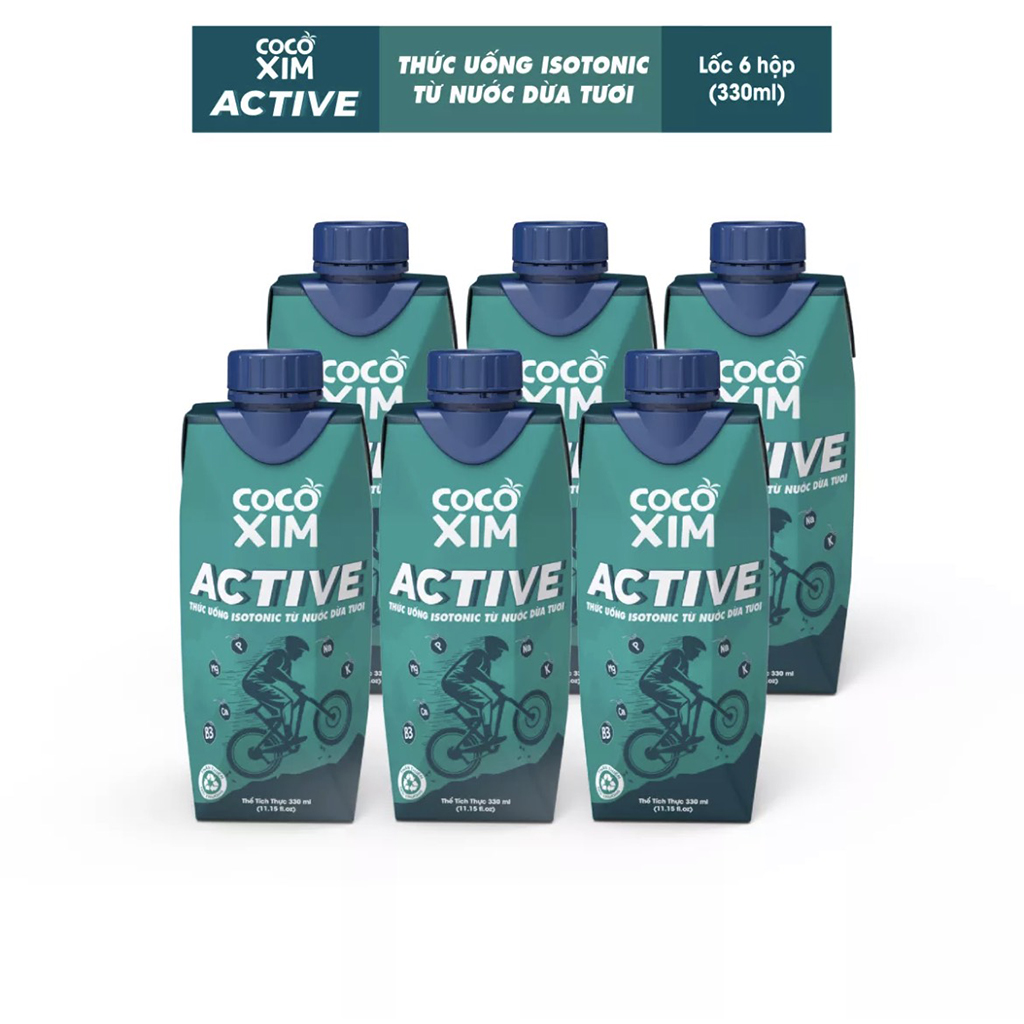 6 Hộp 330ml Cocoxim Active-Thức Uống isotonic Từ Nước Dừa Tươi-PUPStore
