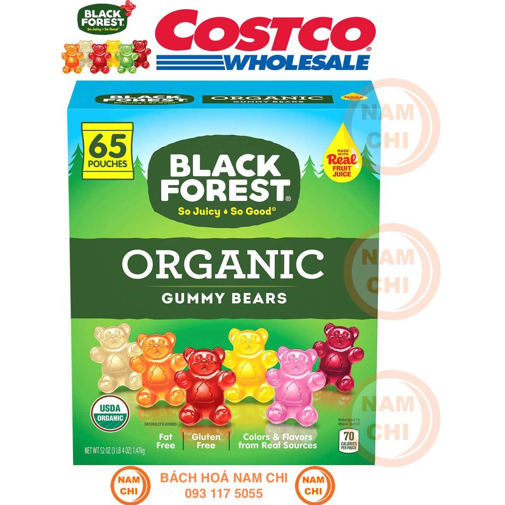 THÙNG 65 TÚI Kẹo Dẻo Hữu Cơ Hình Gấu Black Forest Organic Gummy Bears
