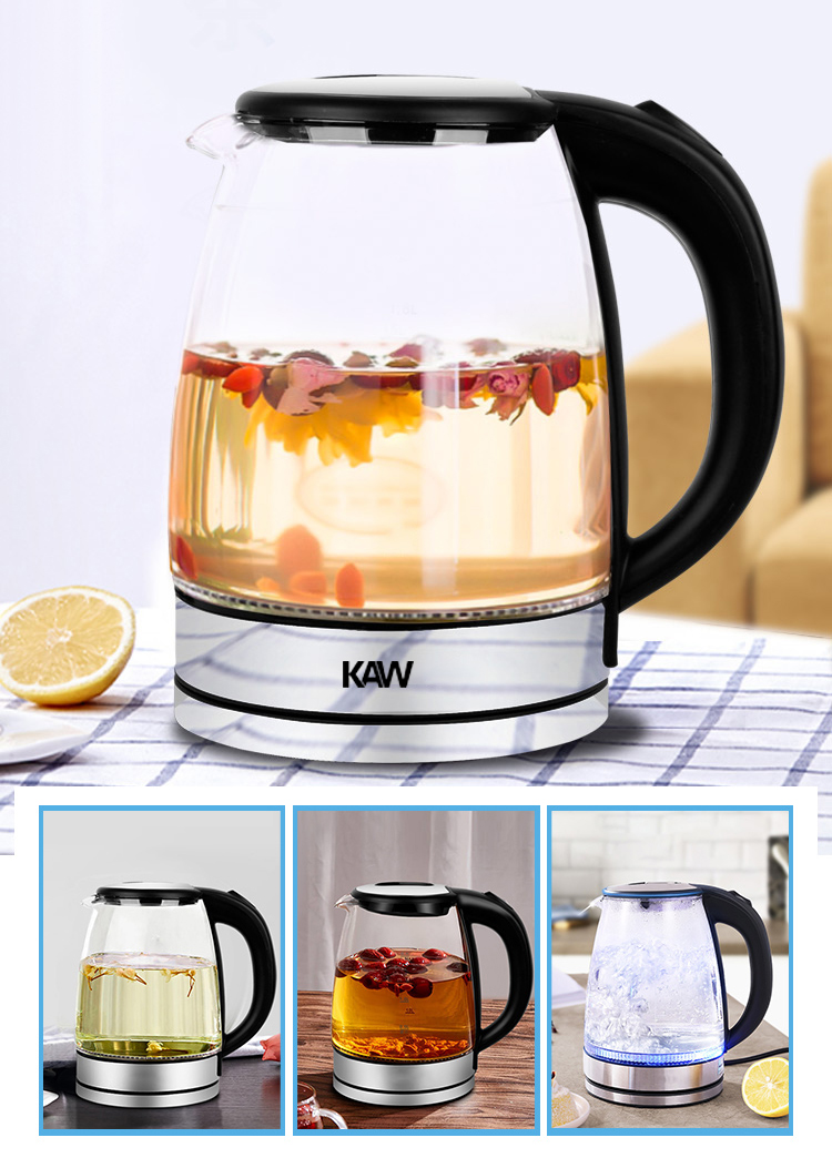 Ấm Siêu Tốc, Bình đun nước Siêu Tốc Thủy Tinh  KAW Cao Cấp, Dung tích 2L, An Toàn, Tiện Dụng, Siêu Tiết Kiệm Điện – Bảo Hành Uy Tín tại Techgold Store