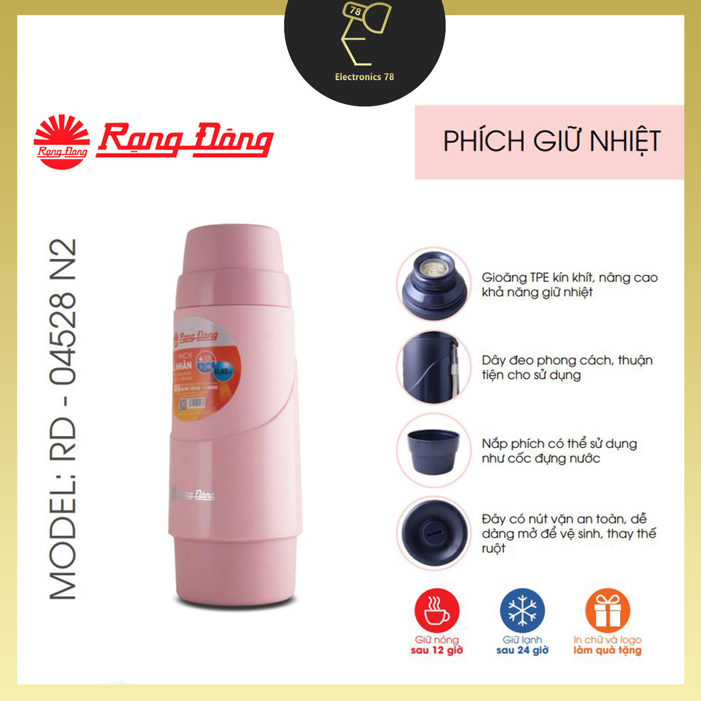 Phích giữ nhiệt, bình nước cầm tay rạng đông - 04528 n2