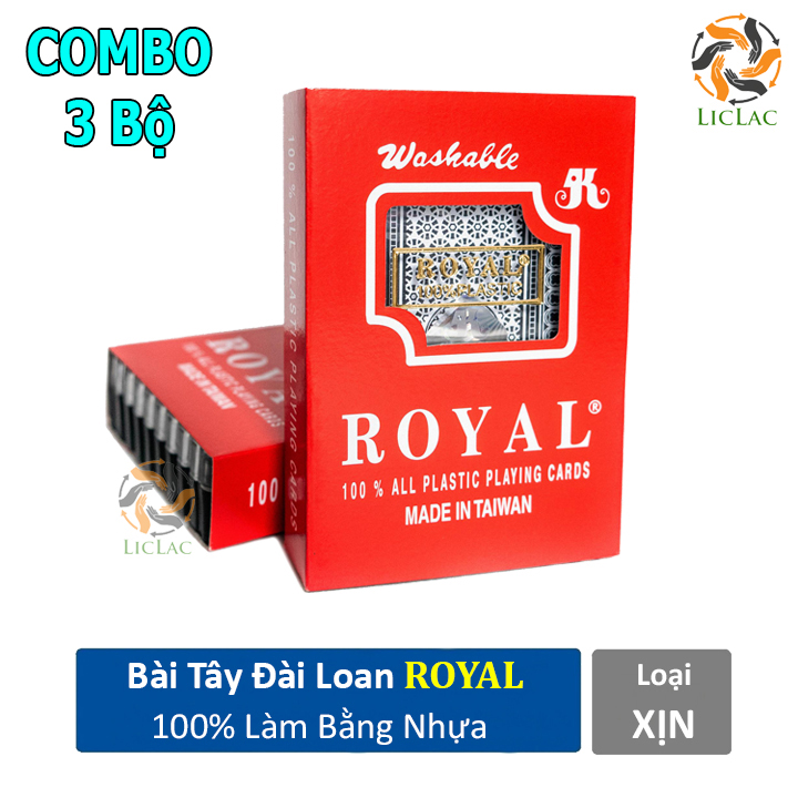 ( 3 Bộ) Bài tây Đài Loan ROYAL làm từ 100% Nhựa PVC có thể uốn cong mà không gãy, Bài tây Cao Cấp made in Taiwan 100% Plastic - LICLAC