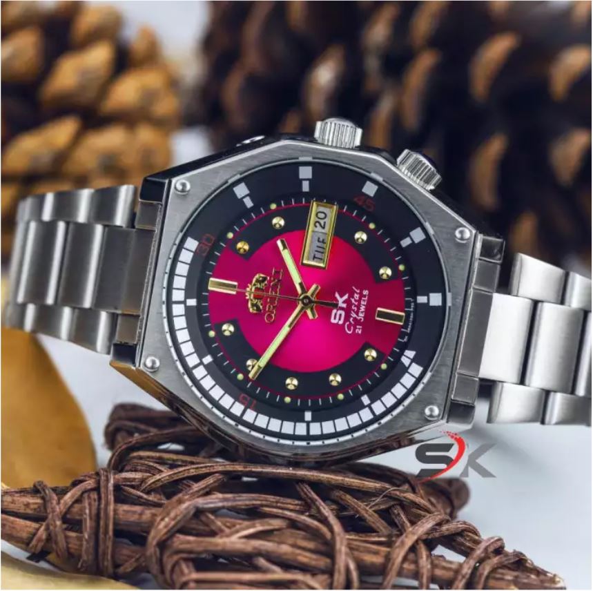 [ KING TOP MUA 1 TẶNG 1 ] Đồng Hồ Cơ Nam SK Mặt Lửa Cao Cấp Chống Nước Chống Xước Automatic