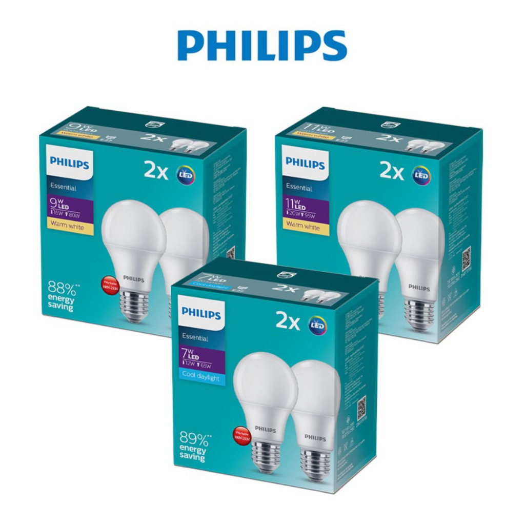 Bộ 2 bóng đèn LED Bulb PHILIPS Essential E27 - Tiết kiệm điện