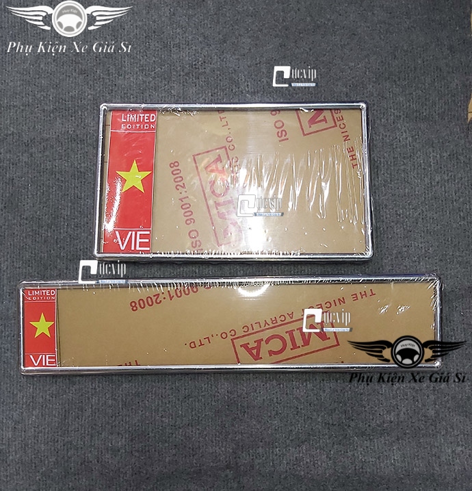 [HCM]Bộ Khung Biển Số Ô Tô Trước Và Sau Inox Kèm Mica Chống Nước MS3341