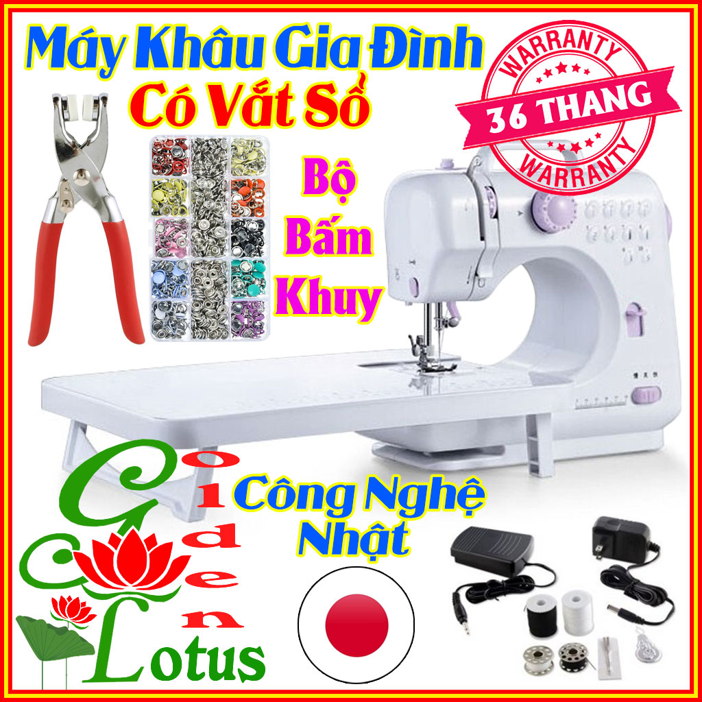 Máy khâu mini gia đình, máy may đa năng để bàn, máy vắt sổ gia đình, máy may cho người mới bắt đầu, máy khâu có 12 kiểu may bán kèm bàn may và kìm bấm cúc Bảo hành lỗi 1 đổi 1