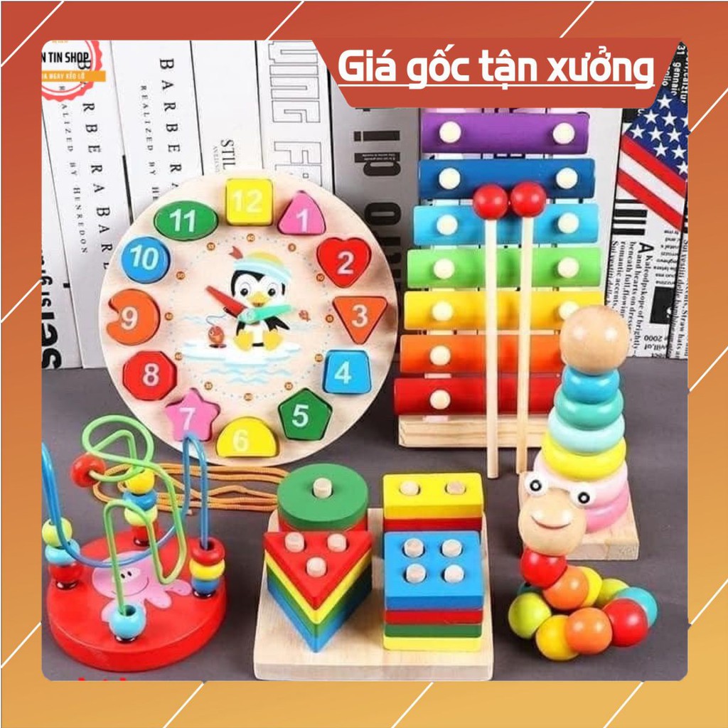 Đồ chơi gỗ thông minh cho bé, combo đồ chơi gỗ phát triển trí tuệ 6 món cho trẻ từ 2-10 tuổi