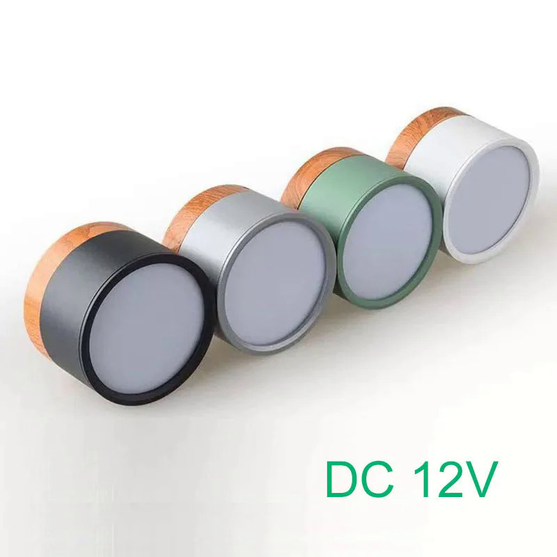 DC12V Led Downlight 5W 7W 9w12w Nordic hiện đại Hạt gỗ màu bề mặt gắn kết dẫn đèn trần, trang trí nội thất đèn