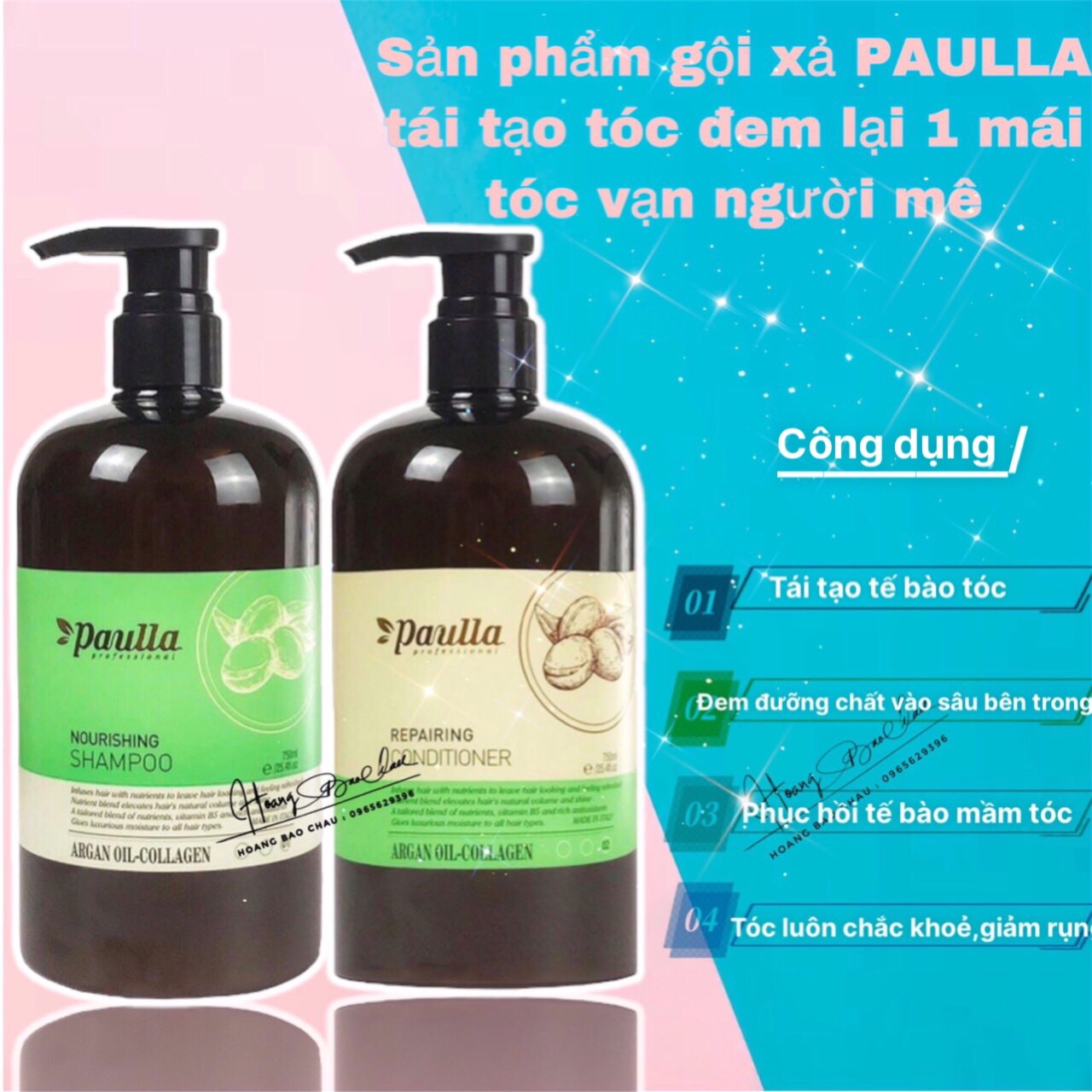 Cặp Dầu Gội Xả PAULLA Tái Tạo Và Phục Hồi Tế Bào Mầm Tóc [Cam Kết Bán Hàng Chính Hãng] cặp 750ml