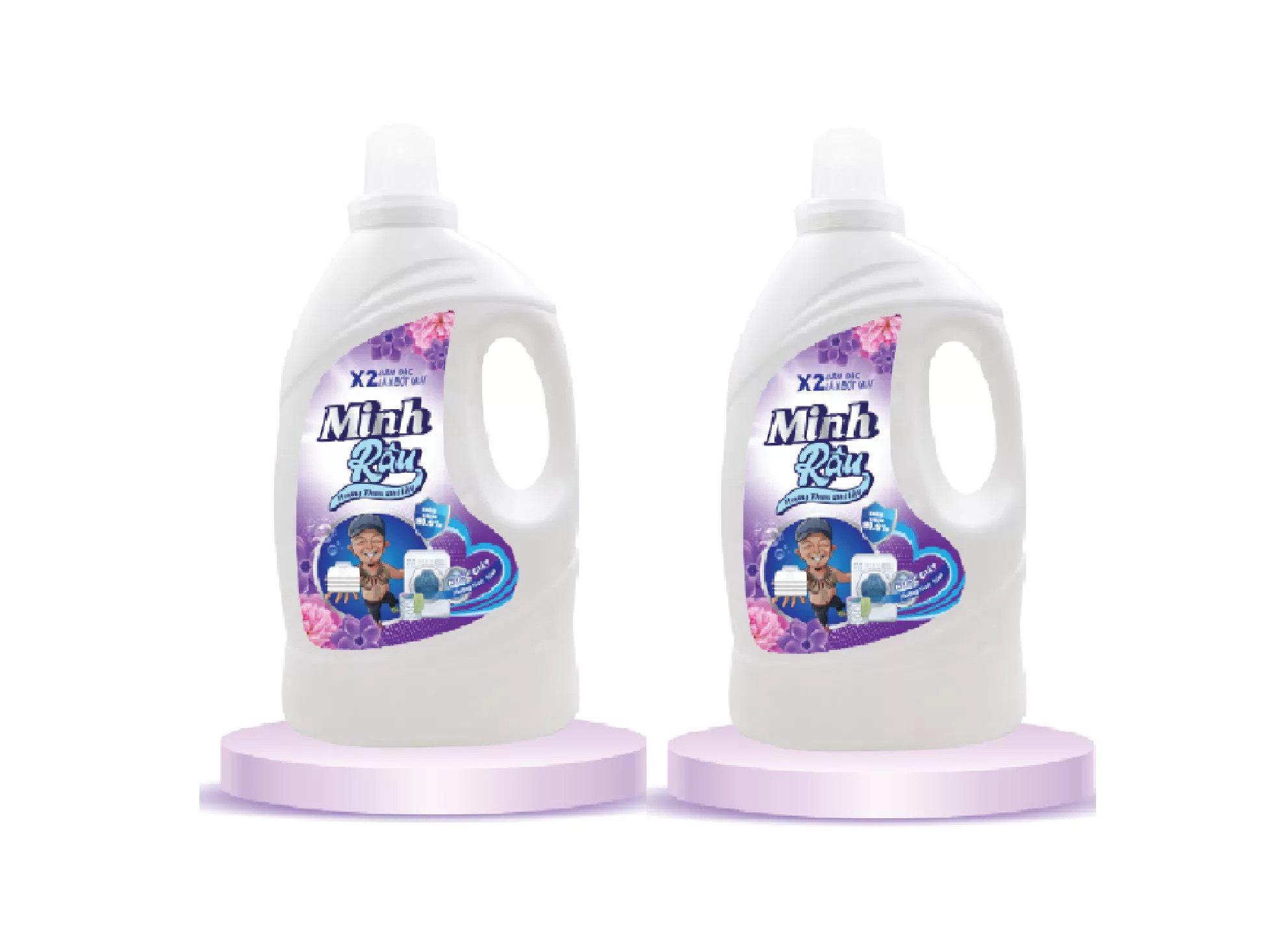 2 can nước giặt xả cao cấp 3,2kg minh râu
