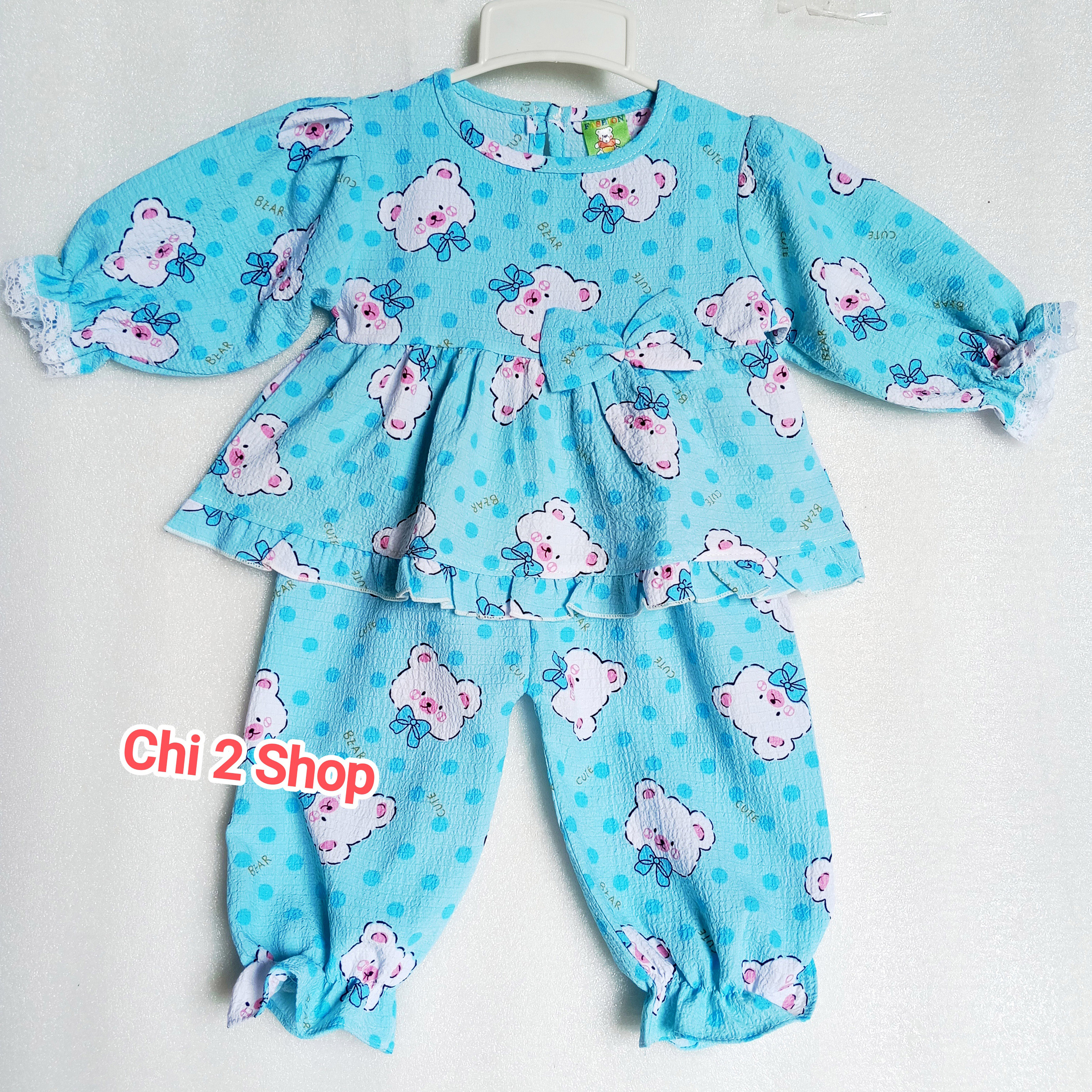 Girls' Long-Sleeved Clothes C2H08, (5-11kg), Rice Foam Set, Newborn Children's Clothes, Children's Clothes under 3 Years Old, Cheap, Cool Home Clothes - 6