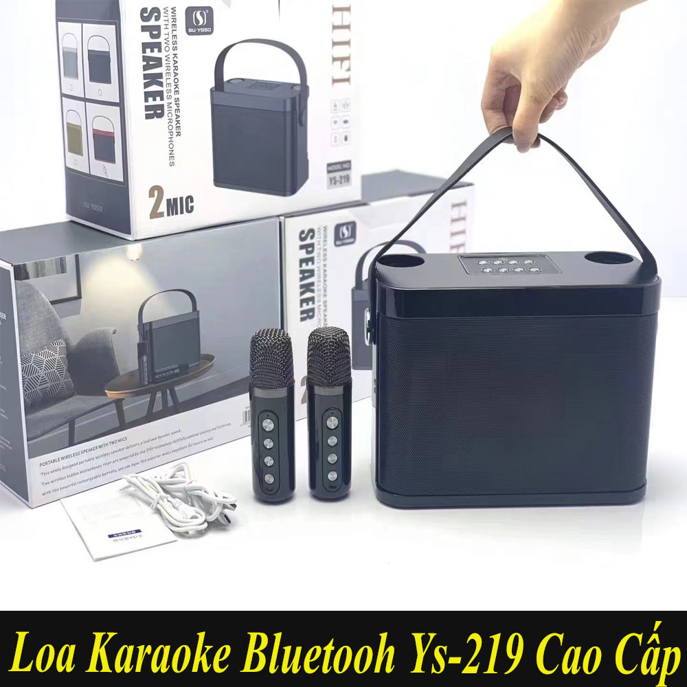 [ Giá Hủy Diệt ] Loa Karaoke Bluetooth Ys219, Loa Karaoke Gia Đình Xách Tay Tiện Lợi, Loa Karaoke Bass Treble Cực Mạnh Tặng Kèm 2 Micro Không Dây Hỗ Trợ Giả Giọng, Chỉnh Echo - Reverb - Vol - Tone Trên Mic - Bảo Hành 12 Tháng