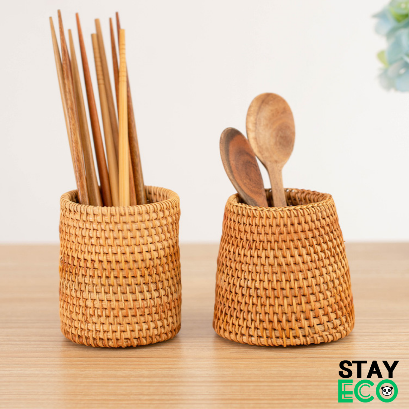 Hộp đựng bút STAY ECO Hộp đựng đũa thìa mây tre đan - rattan decor - Thân thiện với môi trường- handicrafts