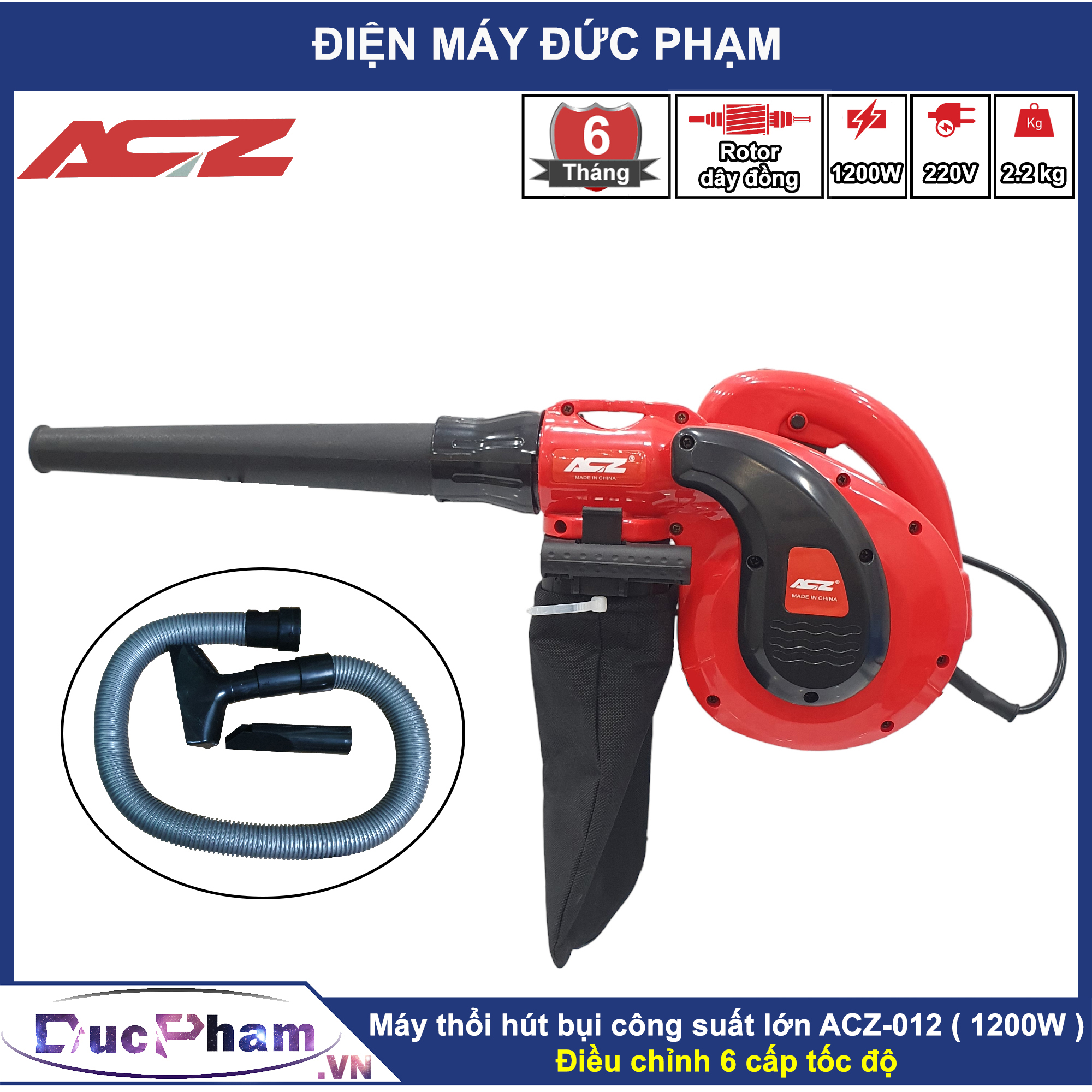 Máy thổi bụi ACZ 012 1200W , Máy thổi hút bụi ACZ