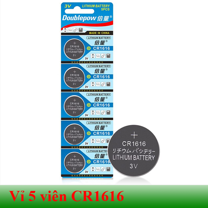[Vỉ 5 viên] Pin cúc áo Doublepow CR1616 3V dùng cho các thiết bị điện tử