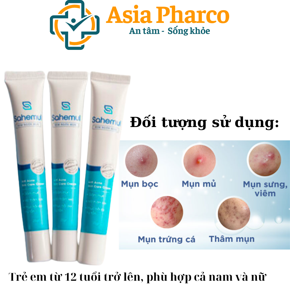 Tuýp kem ngừa mụn Sahemul 20gr - Dùng cho mụn viêm, mụn bọc, mụn mủ, mụn trứng cá và thâm mụn