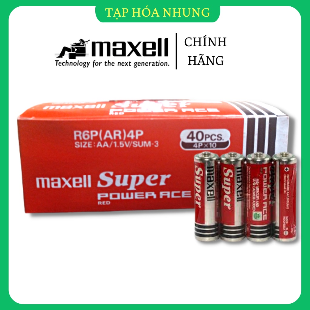  Hộp 40 Viên Pin AA 2A  Maxell Tiểu Super Power Chính hãng 