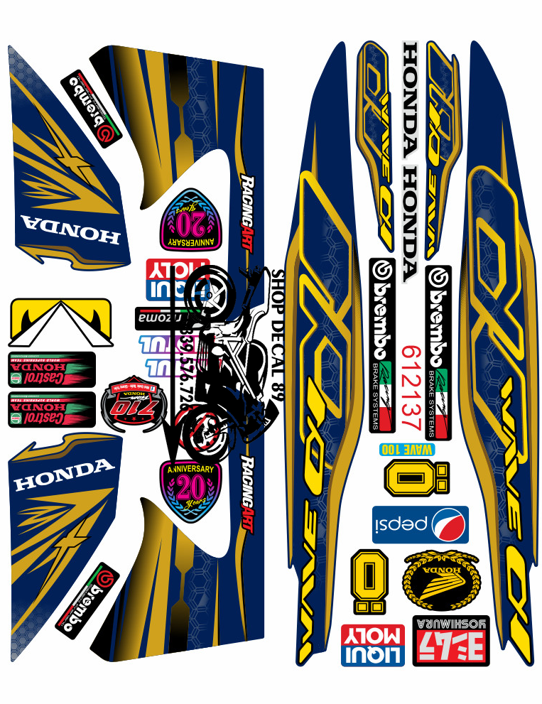 Tem Rời Wave Alpha 100 Xanh Tím Than Vàng Đồng MS 612137 - Tem 3 Lớp Chống Phai Màu