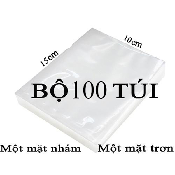 Túi hút chân không một mặt nhám, túi mặt nhám Kích thước 10x15 cm, túi vần, túi sần, túi cho máy hút chân không gia đình, túi nilong hút chân không chất liêu PE an toàn, túi đựng thực phẩm (số lượng 100 túi)