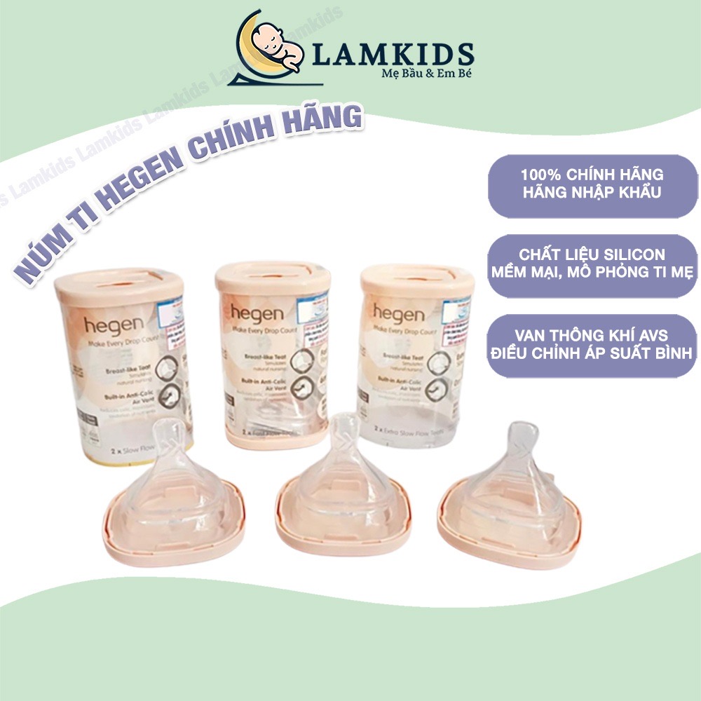 Núm ti thay thế bình sữa hegen chính hãng 0m+, 3m+, 6m+ và y cắt lamkids baby