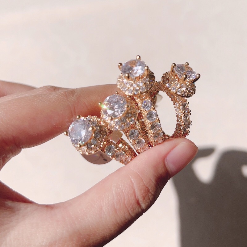 𝗡𝗵𝗮̂̃𝗻 𝐊𝐚𝐦𝐢 full đá mạ vàng 18k siêu sáng siêu bền
