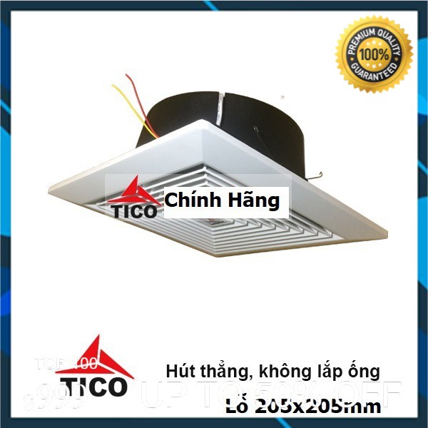 Quạt hút gió âm trần- hút thẳng tico tc-15av5, lỗ 200 × 200
