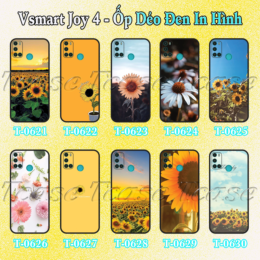 [HCM]Ốp lưng Vsmart Joy 4 - Ốp dẻo đen in hình Hoa Hướng Dương hy vọng