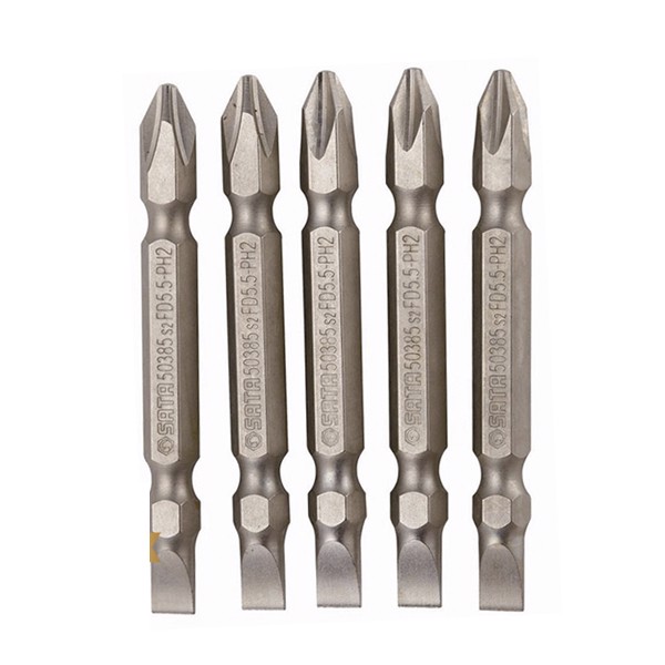 Bộ 5 đầu vít 2 đầu dẹp - bake 1/4in, ph2 - 5.5mmdài 65mm sata 59385