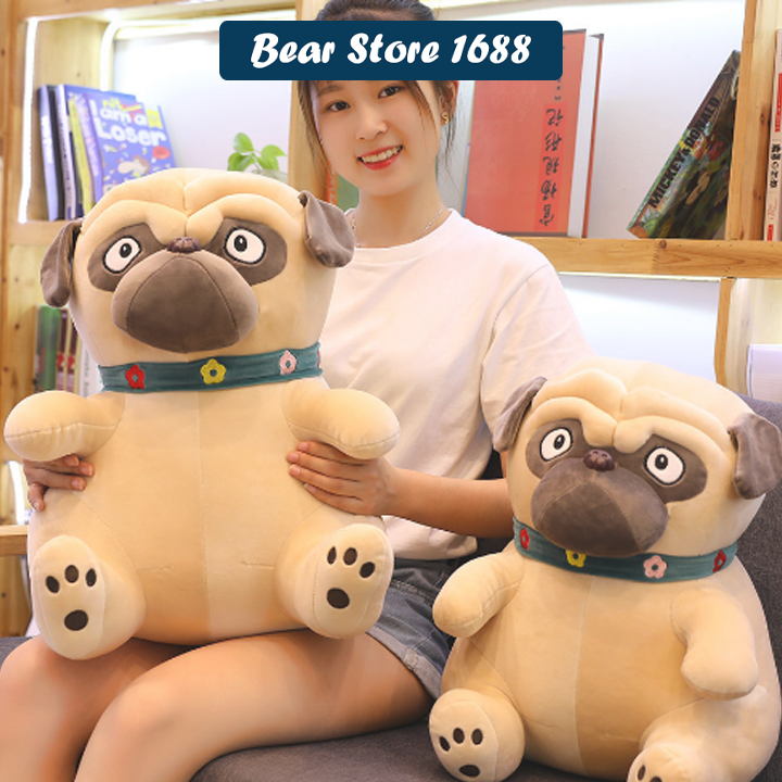 Gấu bông - thú bông chó pug mặt ngơ, chất liệu lông miniso siêu êm co dãn rất mịn màng