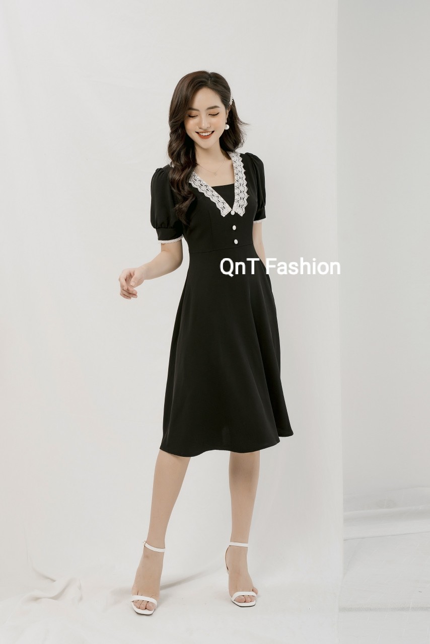 Đầm công sở thiết kế-đầm đen cổ v,đầm tiểu thư-đầm công sở cao cấp đầy sang trọng và dễ thương
