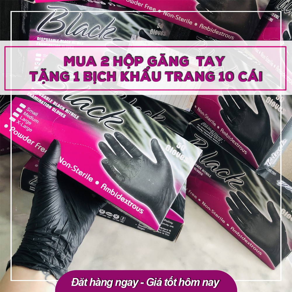 Găng Tay Cao Su Y Tế Màu Đen Chất Lượng Giá Tốt Superieur Hộp 100 Chiếc